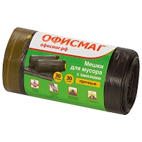 Мешки для мусора 30 л, с завязками, черные, в рулоне 30 шт., ПНД, 10 мкм, 570х450 мм, Офисмаг, 601396 в Нижневартовске