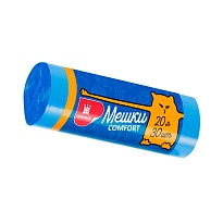 Мешки для мусора 20 л, синие, в рулоне 30 шт., ПНД, 8 мкм, 500х400 мм, Comfort, М0017 (МН 20-30с) в Нижневартовске