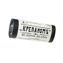 Мешки для мусора 30 л, черные, в рулоне 20 шт., ПНД, 7 мкм, 560х440 мм, Крепаномъ, 4607075710580 в Нижневартовске