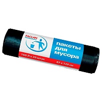 Мешки для мусора 160 л, черные, в рулоне 20 шт., ПВД, 30 мкм, 1200х870 мм, PACLAN Professional, 604082 в Нижневартовске
