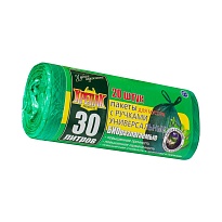 Мешки для мусора 30 л, биоразлагаемые, с ручками, черные, в рулоне 20 шт., ПНД, 11 мкм, 660х500 мм, Крепак, 4607075710030 в Нижневартовске