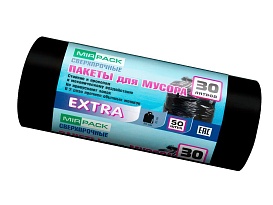 Мешки для мусора 30 л, ароматизированные, черные, в рулоне 50 шт., ПНД, 12 мкм, 600х500 мм, EXTRA, 3050500 в Нижневартовске