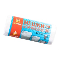 Мешки для мусора 30 л, белые, в рулоне 30 шт., ПНД, 5 мкм, 560х480 мм, Эконом, МЭ2585 (МНЭ 30-30б) в Нижневартовске