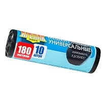 Мешки для мусора 180 л, с ушками, черные, в рулоне 10 шт., ПНД, 20 мкм, 1150х800 мм, Крепак, 4607075710498 в Нижневартовске