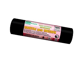 Мешки для мусора 180 л, ароматизированные, черные, в рулоне 10 шт., ПВД, 50 мкм, 1100х930 мм, EXTRA black, 18008301 в Нижневартовске