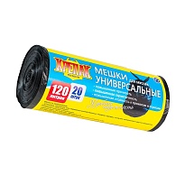 Мешки для мусора 120 л, черные, в рулоне 20 шт., ПНД, 15 мкм, 1100х700 мм, Крепак, 4607075710207 в Нижневартовске