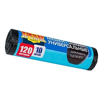 Мешки для мусора 120 л, с ушками, черные, в рулоне 10 шт., ПНД, 15 мкм, 1100х700 мм, Крепак, 4607075710474 в Нижневартовске