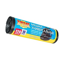 Мешки для мусора 120 л, черные, в рулоне 10 шт., ПНД, 15 мкм, 1100х700 мм, Крепак, 4607075710214 в Нижневартовске