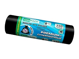 Мешки для мусора 220 л, черные, в рулоне 10 шт., ПВД, 45 мкм, 1250х930 мм, PREMIUM+, 2201068 в Нижневартовске