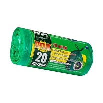 Мешки для мусора 20 л, биоразлагаемые, с ручками, черные, в рулоне 30 шт., ПНД, 10 мкм, 550х440 мм, Крепак, 4607075710047 в Нижневартовске