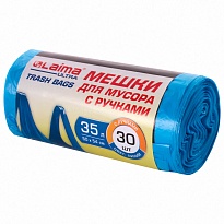 Мешки для мусора 35 л, с ручками, синие, в рулоне 30 шт., ПНД, 9 мкм, 540х500 мм, LAIMA ULTRA, 607683 в Нижневартовске