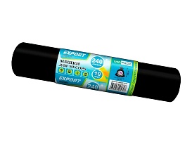 Мешки для мусора 240 л, черные, в рулоне 10 шт., ПВД 80 мкм, 1300х930 мм, EXPORT, exp 24010167 в Нижневартовске