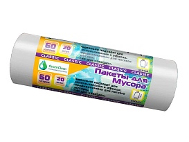 Мешки для мусора 60 л, белые, в рулоне 20 шт., ПНД, 7 мкм, 700х600 мм, MIRPACK Classik, 602052 в Нижневартовске