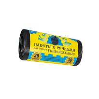 Мешки для мусора 30 л, с ручками, черные, в рулоне 30 шт., ПНД, 9 мкм, 620х480 мм, Крепакоф, 4607075710665 в Нижневартовске