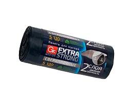 Мешки для мусора 120 л, двухслойные, синие, в рулоне 5 шт., ПВД, 45 мкм, 1100х700 мм, GRIFON EXTRA STRONG, 101-076 в Нижневартовске