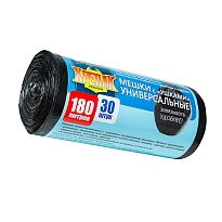 Мешки для мусора 180 л, с ушками, черные, в рулоне 30 шт., ПНД, 20 мкм, 1150х800 мм, Крепак, 4607075710399 в Нижневартовске