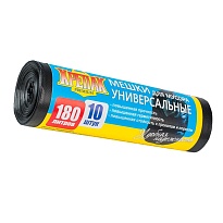 Мешки для мусора 180 л, черные, в рулоне 10 шт., ПНД, 20 мкм, 1150х800 мм, Крепак, 4607075710481 в Нижневартовске
