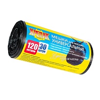 Мешки для мусора 120 л, черные, в рулоне 30 шт., ПНД, 15 мкм, 1100х700 мм, Крепак, 4607075710122 в Нижневартовске