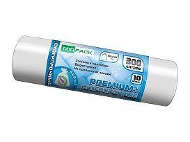 Мешки для мусора 300 л, белые, в рулоне 10 шт., ПВД 70 мкм, 1400х1000 мм, PREMIUM+, 300101602 в Нижневартовске