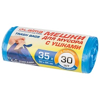 Мешки для мусора 35 л, с ушками, синие, в рулоне 30 шт., ПНД, 11 мкм, 650х500 мм, LAIMA ULTRA, 607684 в Нижневартовске