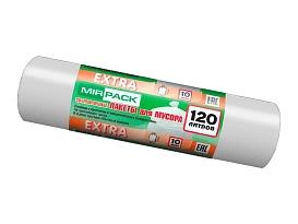 Мешки для мусора 120 л, белые, в рулоне 10 шт., ПНД, 14 мкм, 1100х700 мм, EXTRA, ex1201803 в Нижневартовске