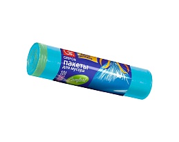 Мешки для мусора 120 л, с завязками, голубые, в рулоне 10 шт., ПНД, 18 мкм, 1100х700 мм, GRIFON, 101-065 в Нижневартовске