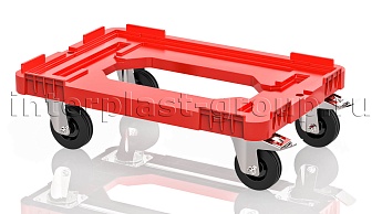 Тележка пластиковая с отверстием 2 колеса с тормозом усиленная красная в Нижневартовске Тележка пластиковая с отверстием 2 колеса с тормозом усиленная красная в Нижневартовске