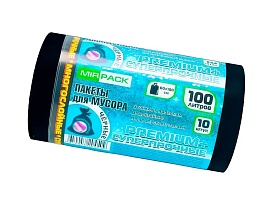 Мешки для мусора 100 л, черные, в рулоне 10 шт., ПВД, 70 мкм, 1000х600 мм, PREMIUM+, 1001076 в Нижневартовске