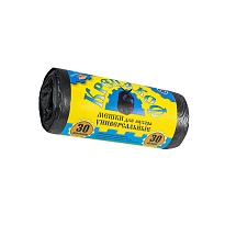 Мешки для мусора 30 л, с ушками, черные, в рулоне 30 шт., ПНД, 8 мкм, 580х460 мм, Крепакоф, 4607075710238 в Нижневартовске