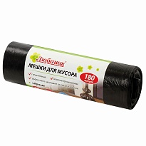 Мешки для мусора 180 л, черные, в рулоне 10 шт., ПВД, 24 мкм, 1060х800 мм, Любаша, 605336 в Нижневартовске