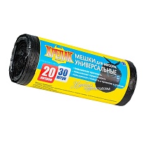 Мешки для мусора 20 л, черные, в рулоне 30 шт., ПНД, 10 мкм, 550х440 мм, Крепак, 4607075710092 в Нижневартовске