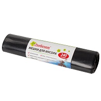 Мешки для мусора 240 л, черные, в рулоне 5 шт., ПВД 30 мкм, 1300х900 мм, Любаша, 605338 в Нижневартовске