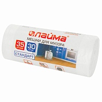 Мешки для мусора 35 л, белые, в рулоне 30 шт., ПНД, 6 мкм, 550х480 мм, LAIMA, 605538 в Нижневартовске